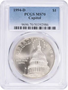 1994-D Capitol Dollar Commemorative MS70 PCGS Mint State 70 - Picture 1 of 2