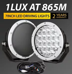 Pair LED Driving Lights 7 inch Spot White Round Offroad Boat Truck ATV SUV 4x4 - Picture 1 of 11