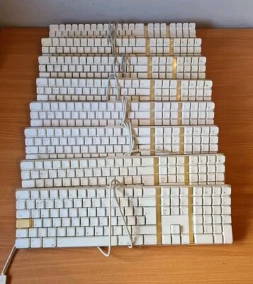 Apple A1048 Kabelgebundene Tastatur UK QWERTY USB Weiß mit Tastatur x8 für Ersatzteile/Reparatur - Bild 1 von 4