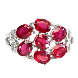 Summer 925 Silver Ring Oval Ruby Natural Gemstone Jewelry Size 8 - Picture 1 of 10