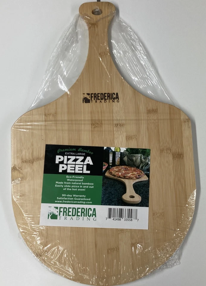 Premium Bamboo Extra Large Wooden Pizza Peel Paddle and Cutting Board With Handl