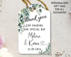Eucalyptus Personalised Wedding Favour Thank you Gift tags Labels tag 013 - Picture 1 of 3