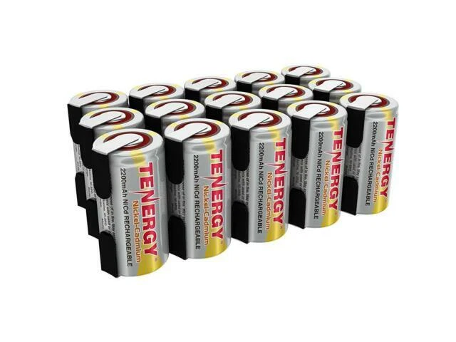 Combo 15 Pcs Tenergy Sub C 2200mah NiCd Rechargeable Battery for Power Tools