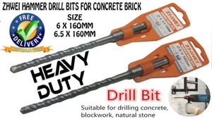 ZHWEI Hammer Drill Bits SDS Plus For Bosch Concrete Brick Tungsten Carbide Tip - Picture 1 of 4