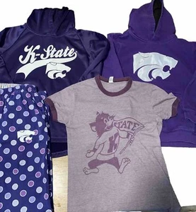 Girls Kansas State Wildcats Lot Of 4 - Sz 10 - 2 Hoodies Pj Pants & T-shirt - Picture 1 of 5