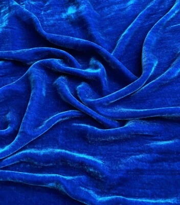 Cobalt Blue Silk Velvet Fabric by the Yard, 1/2 Yard, 1/4 Yard, 45" Wide, V61 - Image 1 of 3
