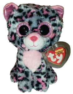 Ty Beanie Boo TASHA the Pink & Grey Leopard 6" NEW MWMT Plush Stuffed Animal Toy - Picture 1 of 7