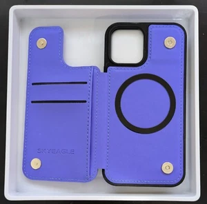 SkyEagle iPhone 12 Pro Wallet Case mit Kartenfach Magsafe kompatibel Lila Blau - Bild 1 von 7
