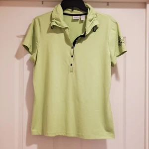 Chicos Zenergy Golf Top Size 2 (Large 12) Womens Green Pullover Nylon Blend VGUC - Picture 1 of 7