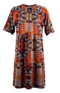Double D Ranch Print Tack Blanket Dress Women Size L Aztec Festival Boho Hippie - Picture 1 of 8