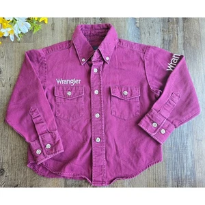Vintage Wrangler Western Shirt Button Up Embroidered Purple Youth XS (3-4) - Picture 1 of 7