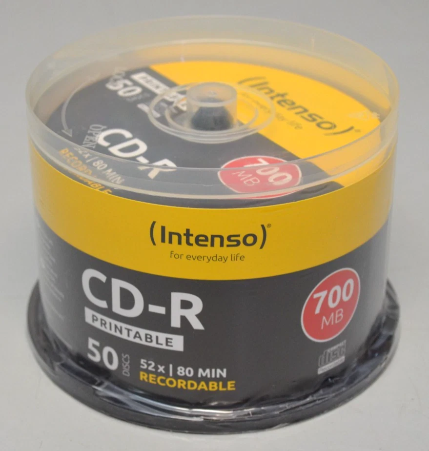 Intenso CD-R Rohlinge 700MB 80Min 52x 50er Spindel Cakebox bedruckbar - Bild 1 von 1
