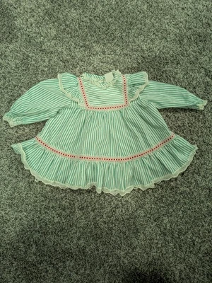 Vintage Bryan Baby Girl Size 3-6 Mo Green And Red Lace Dress USA Christmas - Image 1 of 4