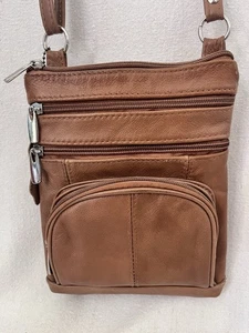 Leather Shoulder Bag Handbag Purse Cross Body Organizer Phone Pocket 10"X7.5"X1" - Picture 1 of 13