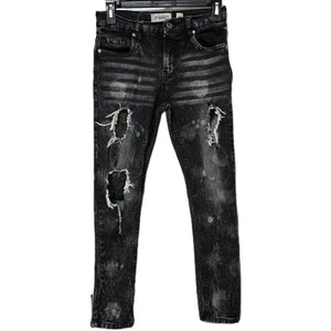 FWRD Denim Jeans Boys 16 (27x26.5) Black Skinny Stretch Distressed Y2K Punk Goth - Picture 1 of 10