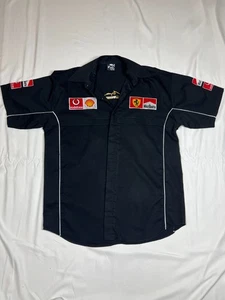 F.ONE Michael Schumacher Ferrari Shirt Men's Size XL Marlboro Black Button Up - Foto 1 di 8