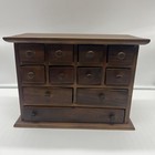 Vintage Apothecary Cabinet Hardwood Table Top Medicine Tea Spice Box 11 Drawers