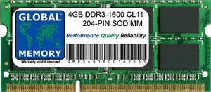 4 GB DDR3L 1600 MHz PC3L-12800 204 PINES SODIMM MEMORIA RAM PARA PORTÁTILES/NOTEBOOKS - Imagen 1 de 1