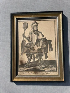French Nicolas de Larmessin Framed Engraving grotesque figure habit de Boucher - Picture 1 of 5