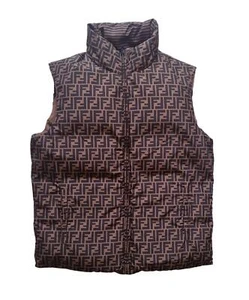 Fendi men's reversible down vest vest jacket FAA581 F13IZ brown - Imagen 1 de 6
