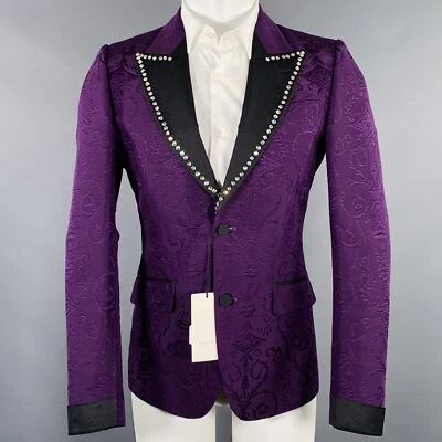 GUCCI Pre-caída De 2018 Talla 36 Púrpura Negro Jacquard Seda Lana Deporte Abrigo - Imagen 1 de 4