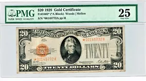 Fr. 2402* $20 1928 STAR Gold Certificate. PMG Very Fine 25. - Picture 1 of 2