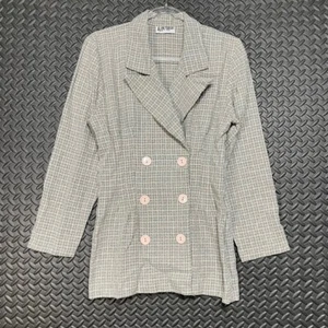 Alyn Paige Double Breasted Gray Houndstooth Blazer Jacket Women's Size 11/12 - Picture 1 of 9