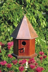 GRANTCHESTER MAHOGANY WOOD BIRD HOUSE - Picture 1 of 1