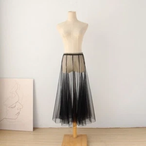 Pur Femme Maille Jupe Transparent Tutu Tulle Taille Élastique Noir Blanc Sexy - Picture 1 of 16