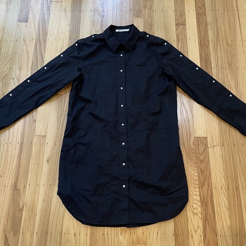 Camicia abito a tunica nera T di Alexander Wang taglia 6