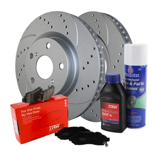 Front Brake Kit 296mm Drilled Rotors TRW Pro Ceramic Pads For ES350 Avalon Camry - Picture 1 of 8