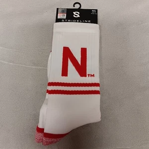 Nebraska Cornhuskers Strideline Full Knit Socks 8-12 NWT White Red - Picture 1 of 4