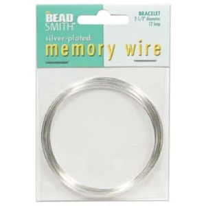 Memory Wire, 12 Loops Silver Plated Stainless Steel 2 1/2 Inch Round Bracelets - Picture 1 of 1