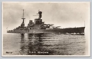 H.M.S. Renown Battlecruiser Royal Navy RPPC Real Photo Postcard Unposted - Picture 1 of 2