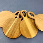 Set of 4 Vintage Pizza Boards Wooden Paddle Coaster Cutting Serving Handle 6"