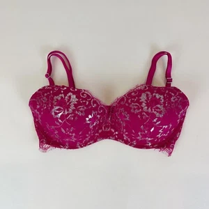 NWOT Victoria's Secret Bra 32D Dream Angels Padded No-Wire Pink Floral Lace - Picture 1 of 7