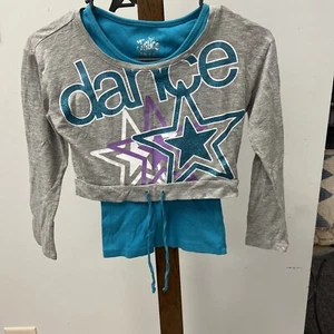 Justice Grey/ Turquoise Dance Top Size 8 - Picture 1 of 6
