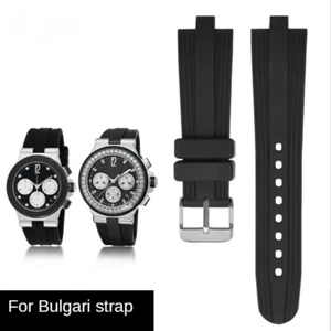 22x7mm Silicone Watch Band Strap For Bulgari Diagono Bracelet Black + Tools - Picture 1 of 10
