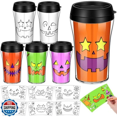 Yiyiring 12 Set Color Your Own Jack O Lantern Panting Cups - 10 o - Image 1 of 4
