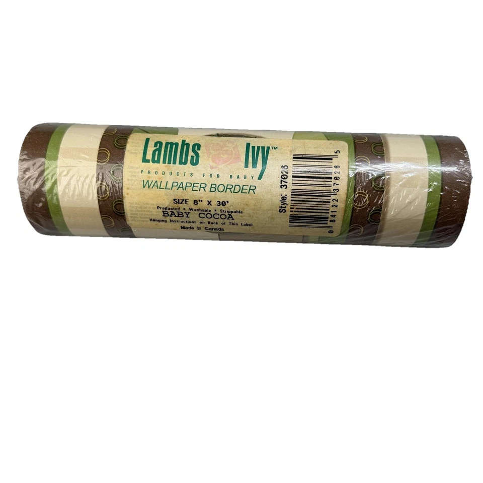 Lambs & Ivy Baby Cocoa Wallpaper Border 8" x 30' Prepasted Washable Lot Of 2 - Image 1 of 2
