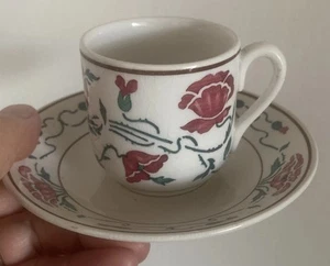 Villeroy Dresden Saxony Mohn Jugendstil 4 +2 Espresso Tassen mit UT NEUWERTIG - Bild 1 von 11