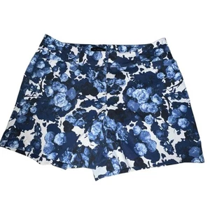 Limited Tailored Shorts Womens 8 Blue Indigo Floral Print Chinoiserie Watercolor - Picture 1 of 15