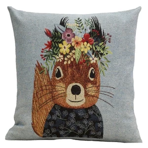 Callie the Squirrel 18x18 Cushion Cover, Woven in Portugal, Tapestry Style Art - Picture 1 of 6