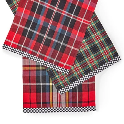 MacKenzie Childs TARTAN Dish Bar Towels *Set of 3* cotton checks RETIRED*NEW* - Image 1 of 4