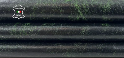 LIME GREEN ANTIQUED DISTRESSED VINTAGE LOOK Goatskin Leather 5+sqf 1.0mm #C6275 - Image 1 of 4