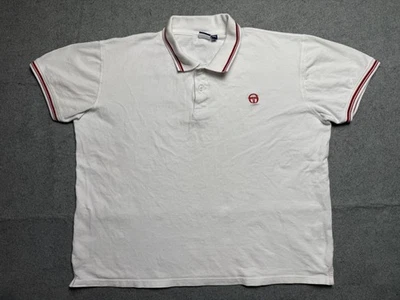 Camisa Polo Sergio Tacchini Para Hombres 3XL Blanca Roja Tenis Informal Manga Corta Logo Foto 1 de 4