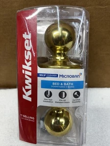 Kwikset Privacy Door Knob Brass w/ Microban Bed & Bath Lock New in Box - Picture 1 of 6