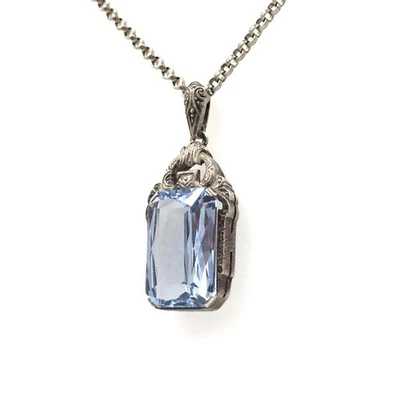 Collana gioiello in argento 925/935 con ciondolo mille manici spinello blu 43 cm - Immagine 1 di 4