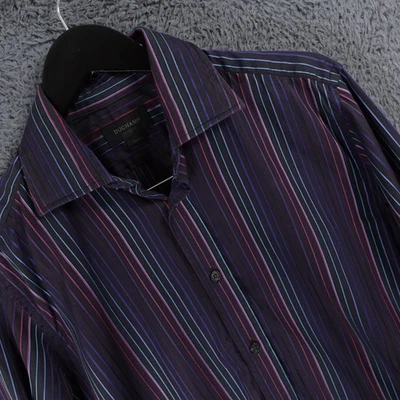 Duchamp London Shirt Mens 16 Purple Blue Slim Fit Striped Formal Christmas Party - Image 1 of 4