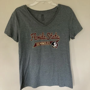 Florida State University FSU Seminoles Gray V-Neck Tshirt; Size Medium - Picture 1 of 4